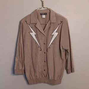 Vintage 1980s My Kinda Gal Valor Lighting Bolt Button Front Shirt Size Large